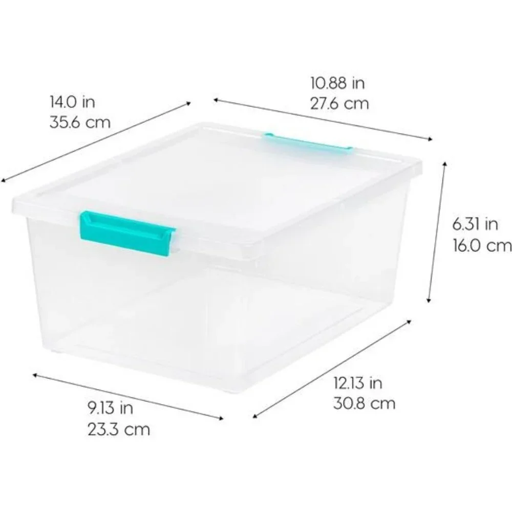Clear Plastic Storage Bins with Lids 4 Pack Stackable Craft Organizer Box